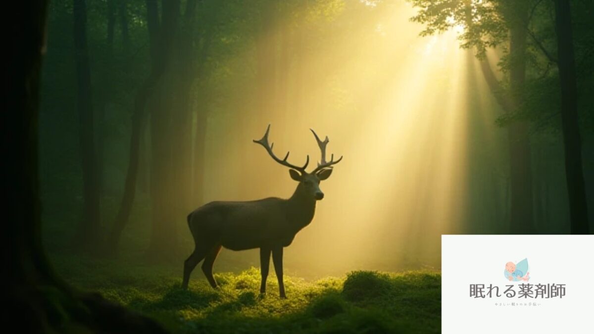 【睡眠BGM 8時間】霧の森に佇む鹿｜薬剤師監修・深い眠りへ導く癒し音楽