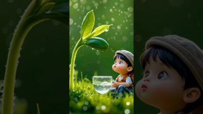 Magical Nature ASMR |Tiny Boy and Water Droplets 🌿💦#ASMR#NatureMagic#RelaxingAnimation#youtubeshorts