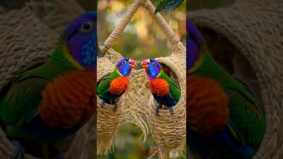 Rainbow Lorikeet Couple Birds Nest Building   Hanging Nest Timelapse #BirdNest #NestBuilding #Nature