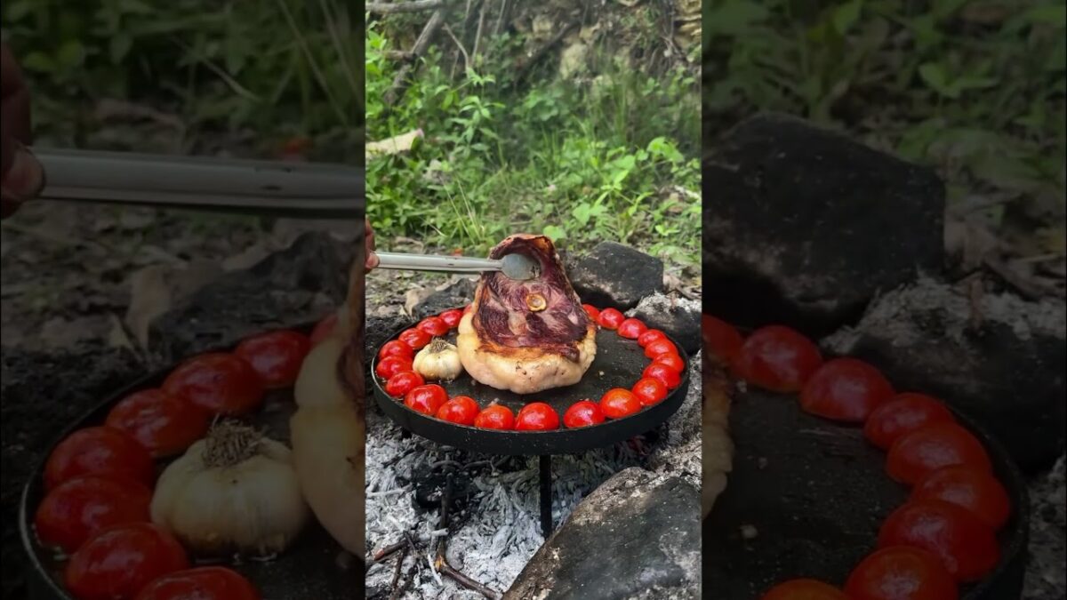 making stuffed with grilled meat in nature #asmr #cooking #food