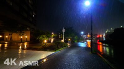 4K ASMR Walk | 傘を叩く激しい雨音 土砂降りの没入夜散歩 | 兵庫 三田 エスコヤマ〜平谷大橋〜ゆりのき台公園 周回 | DJI Osmo Pocket 3