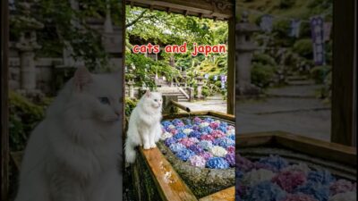 猫と巡る日本の絶景 京都編｜Exploring Japan with a Cat in Kyoto：柳谷観音 楊谷寺、あじさい手水と神秘のオッドアイ白猫 #猫 #cat  #Japan #あじさい手水