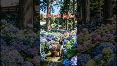 猫と巡る日本の絶景 京都・三室戸寺編｜Exploring Japan with a Cat in Kyoto：2万株が織りなす紫陽花の迷宮、静寂を歩くシャム猫 #猫 #cat  #Japan #京都