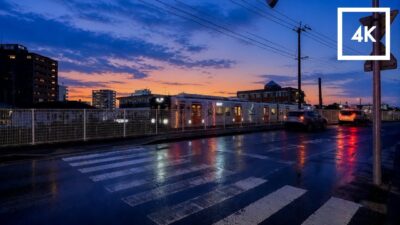 Japan – Relaxing Blue Hour Walking Tour in Omura | 4K HDR