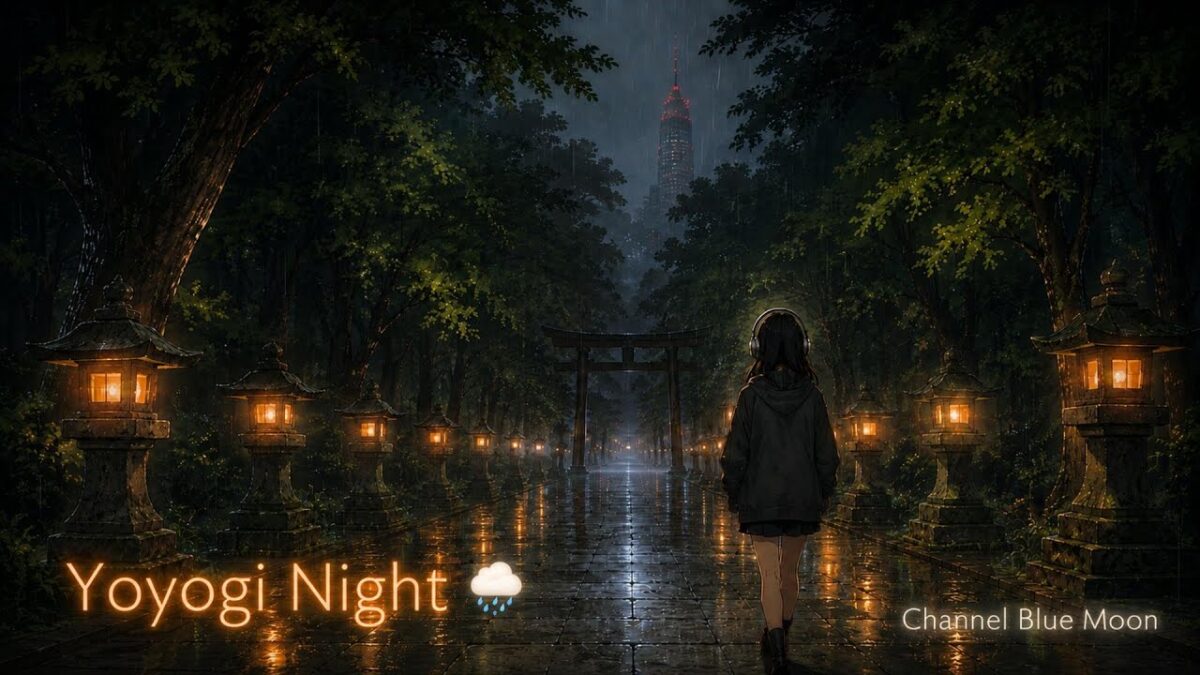 【散歩Jazz・1時間】雨の代々木公園散歩｜やさしいピアノ×雨音 Lo-fi 🌙 Blue moon