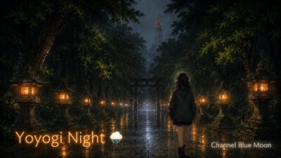 【散歩Jazz・1時間】雨の代々木公園散歩｜やさしいピアノ×雨音 Lo-fi 🌙 Blue moon