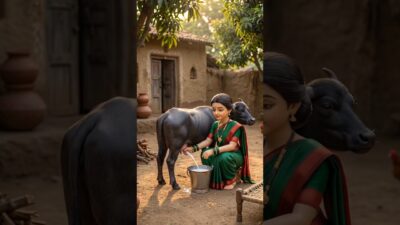 Miniature Village Wife Daily Life 🥛🌿 | Tiny Rural Morning Routine #shorts