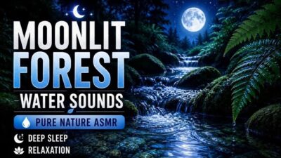 Moonlit Forest Water Sounds 🌙 Pure Night Nature ASMR for Deep Sleep & Relaxation (No Music)