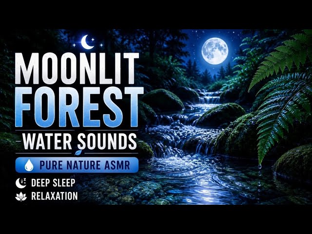 Moonlit Forest Water Sounds 🌙 Pure Night Nature ASMR for Deep Sleep & Relaxation (No Music)