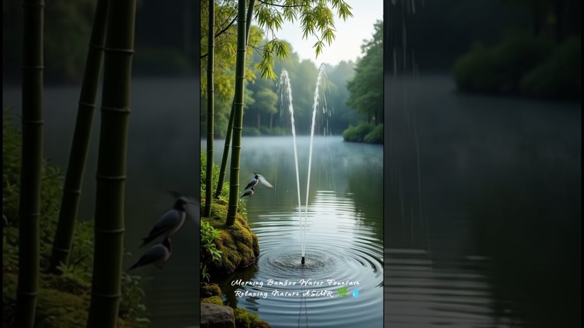 Morning Bamboo Water Fountain | Relaxing Nature ASMR 🌿💧 #shorts