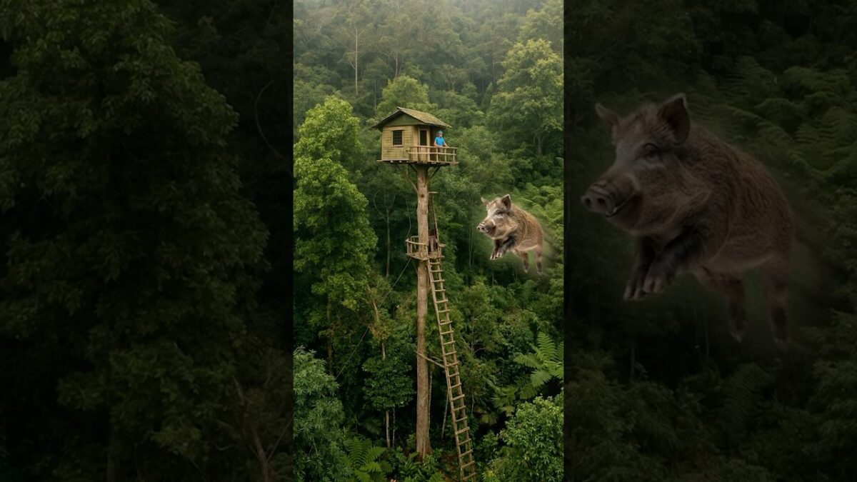 The man built the treehouse to have a safe haven in nature|bushcraft shelter.From Beginning to End