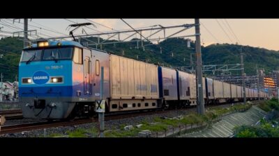 【4K 60fps】6/11 京都線 島本周辺 貨物列車 50本まとめ 響くモーター音とスーパーライナー 110km/h通過