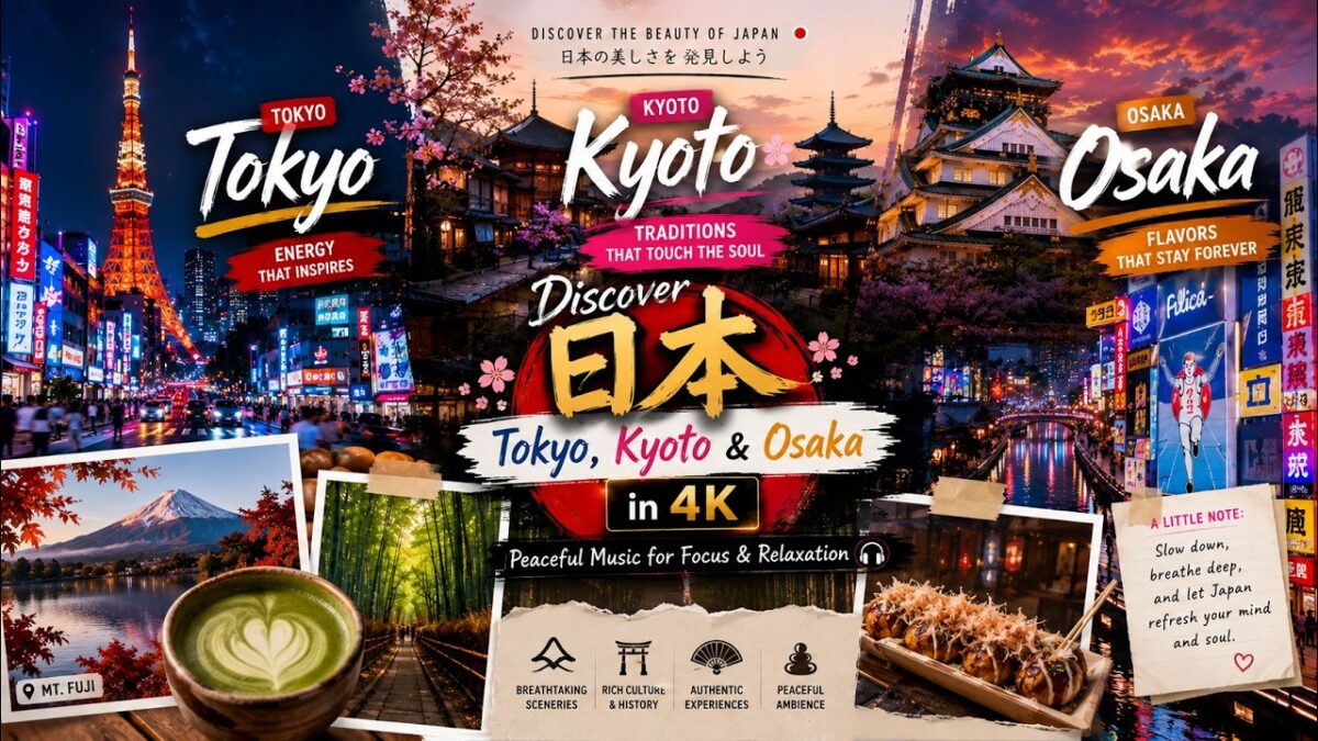 Discover 日本 ✨ Tokyo, Kyoto & Osaka in 4K | Peaceful Music for Focus & Relaxation
