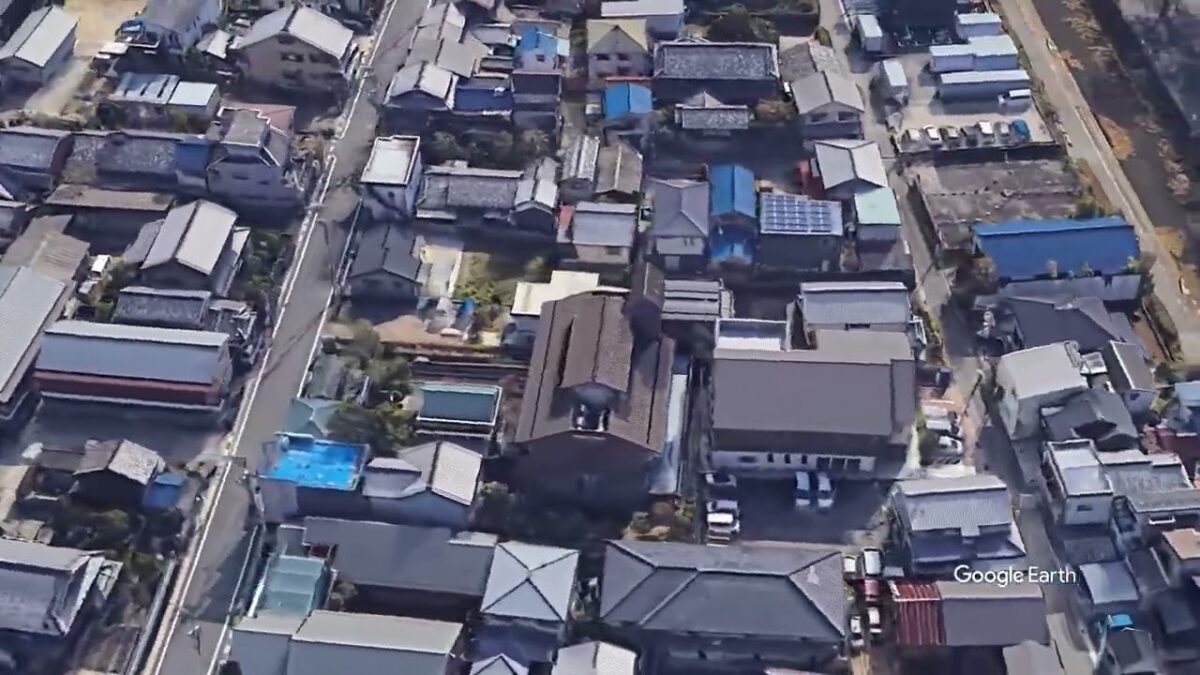 #飛行神社（京都府 八幡市）周辺 Google 空撮１分・4K・BGMなし・YouTubeチャンネル（寺社巡り）に使用