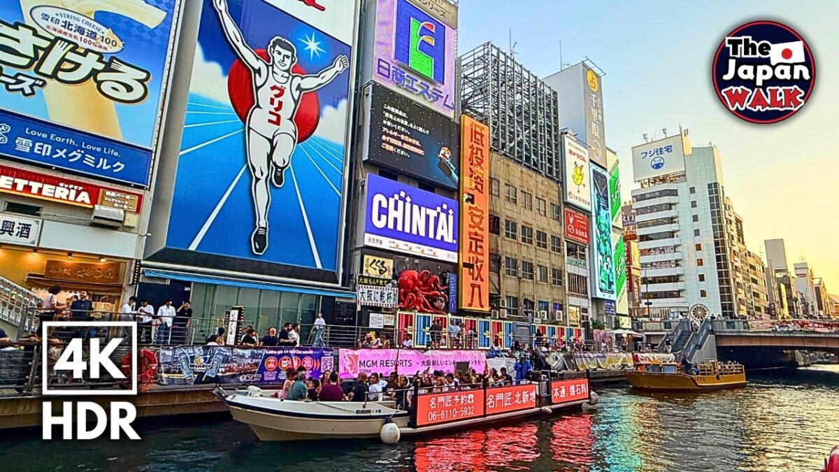 Japan Walk – Summer Sunset in the Most Famous Area in Osaka | Dotonbori | 4K HDR
