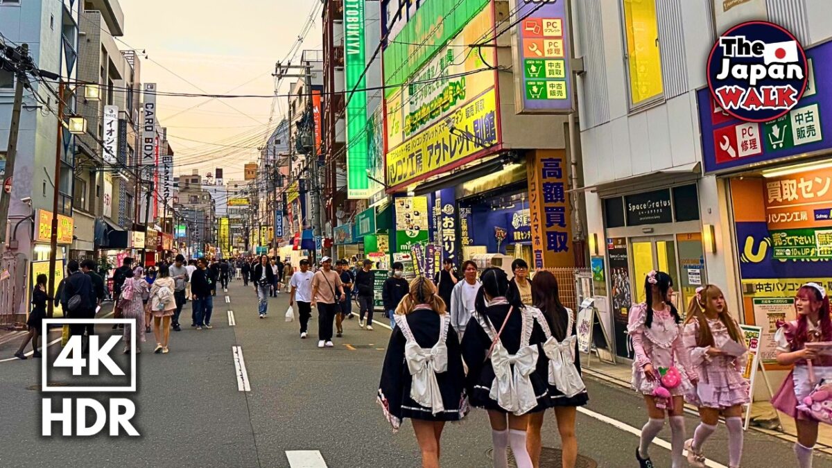 Osaka Sunset Walk – From Namba Station to Den Den Town’s Anime Streets | Japan | 4K HDR