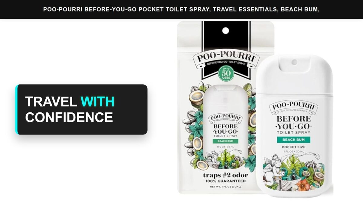 Poo-Pourri Before-You-Go Pocket Toilet Spray, Travel Essentials, Beach Bum, 1 Fl Oz, Up to 50
