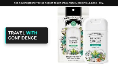 Poo-Pourri Before-You-Go Pocket Toilet Spray, Travel Essentials, Beach Bum, 1 Fl Oz, Up to 50
