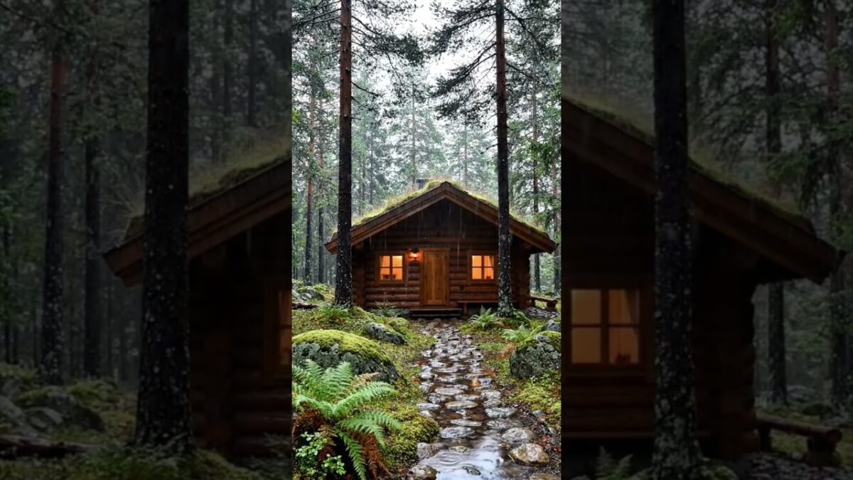 Rainy Forest Cabin in Norway | Nature ASMR 🌲🏡