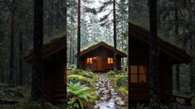 Rainy Forest Cabin in Norway | Nature ASMR 🌲🏡
