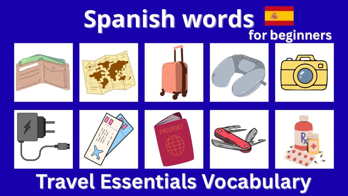 Travel Essentials Vocabulary in Spanish with English Translation. #travelessentials #learnspanish