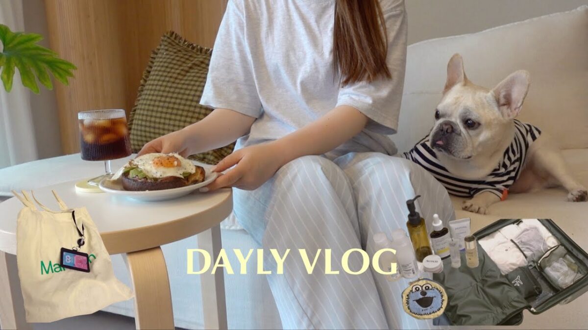 VLOG｜韓国旅行前日✈️家事をこなしてパッキングする日｜メガ割購入品｜犬と暮らす日常