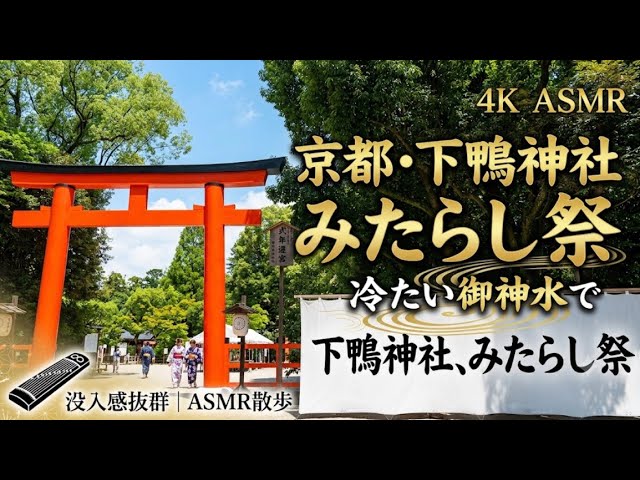 【4K ASMR】京都・下鴨神社「みたらし祭」冷たい御手洗池を歩く無病息災の足つけ神事
