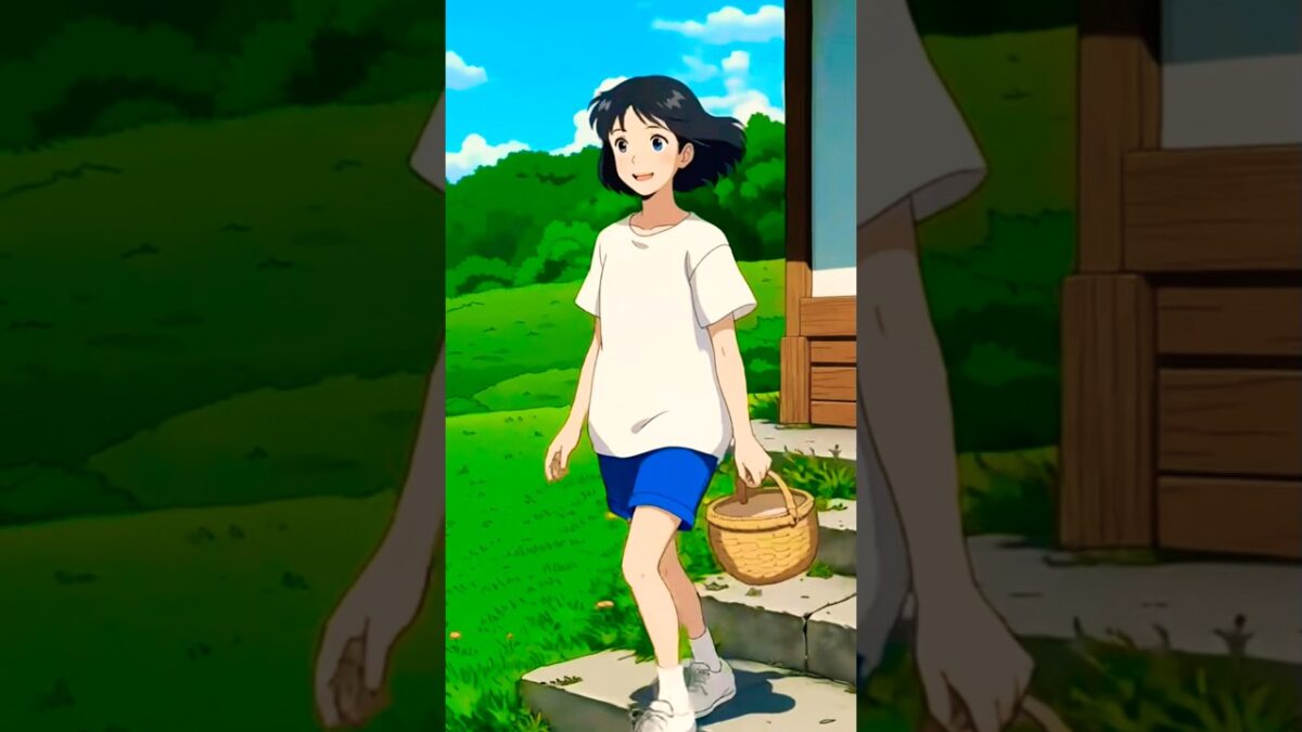 Cozy Village Morning 🌿🍅 Relaxing Cooking & Nature ASMR | Ghibli Style Ambience #shorts