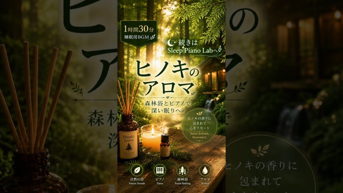 🌲 ヒノキのアロマ🍃 森林浴気分でリラックス｜続きはSleep Piano Labへ #shorts#睡眠#リラックス