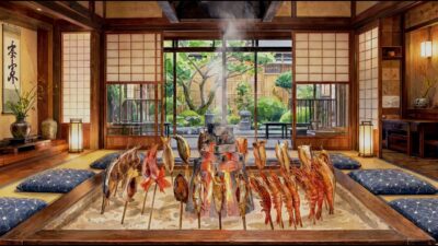 Traditional Japanese Irori Fireplace 🔥 4K Ambient TV | Cozy Ryokan • Relaxing Music • Digital Frame