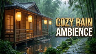 Japanese Countryside Rain Ambience in 4K HDR | Cozy Ryokan, Koi Pond & Bamboo Forest for Sleep