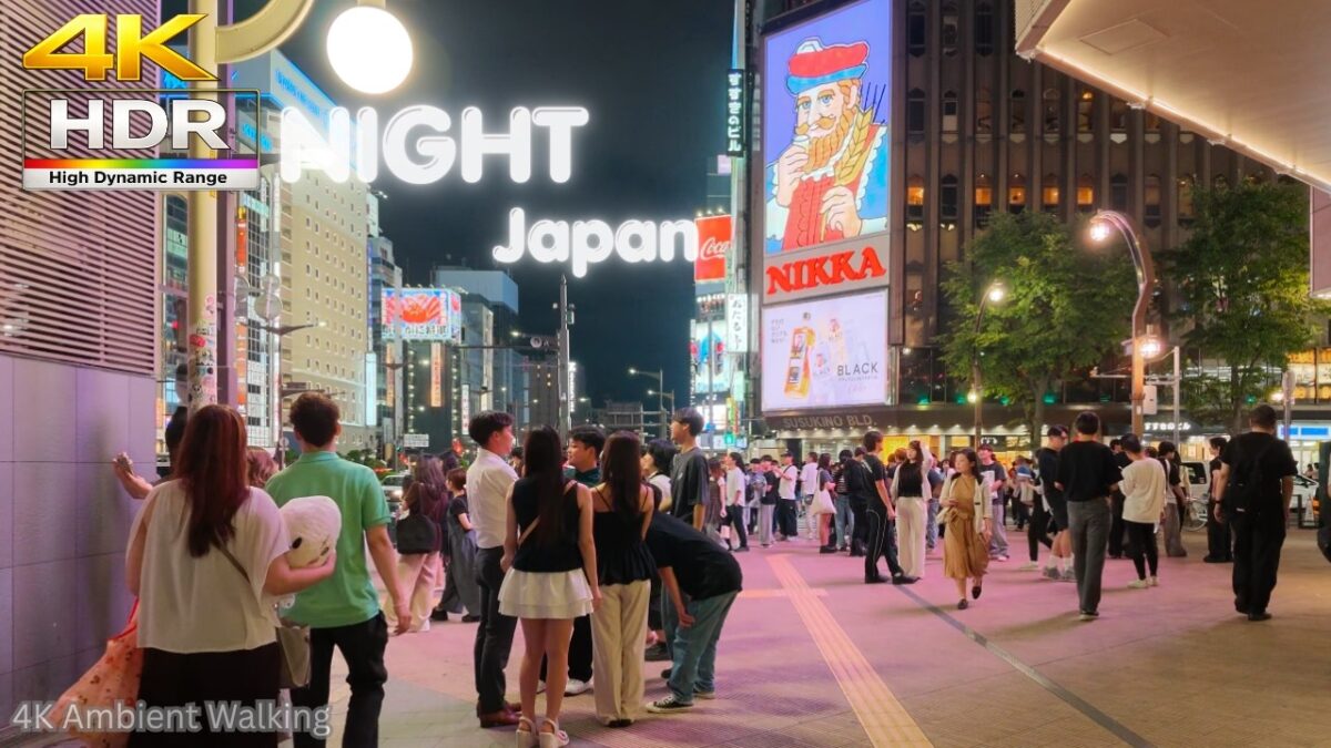 Midnight Sapporo Hokkaido Walk  4K ASMR — Ferris Wheel Lights & Crowded Midnight Streets