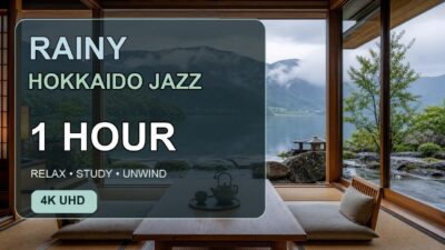 Rainy Hokkaido Lake Jazz 🌧️ Peaceful Japanese Ryokan Ambience in 4K