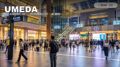 Umeda & Kitashinchi at Night 🇯🇵 A 1-Hour Osaka Walk in 6 Minutes | 4K Fast Walk