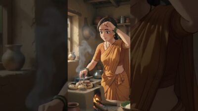 Village kitchen scene morning routine woman makes Litti Chokha #littichokha #viralshorts