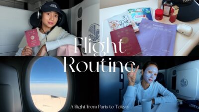 【初！フライトルーティン✈️】パリから東京への13時間🇫🇷機内スキンケアや持ち込みグッズなども紹介👜✨