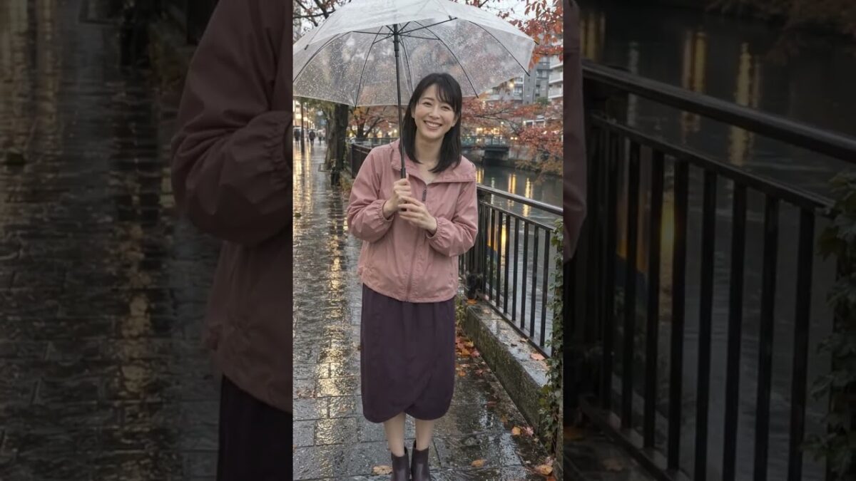 【中目黒】目黒川沿いを雨の日散歩する朱音 (30歳) #Shorts