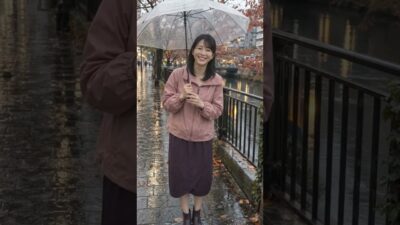 【中目黒】目黒川沿いを雨の日散歩する朱音 (30歳) #Shorts