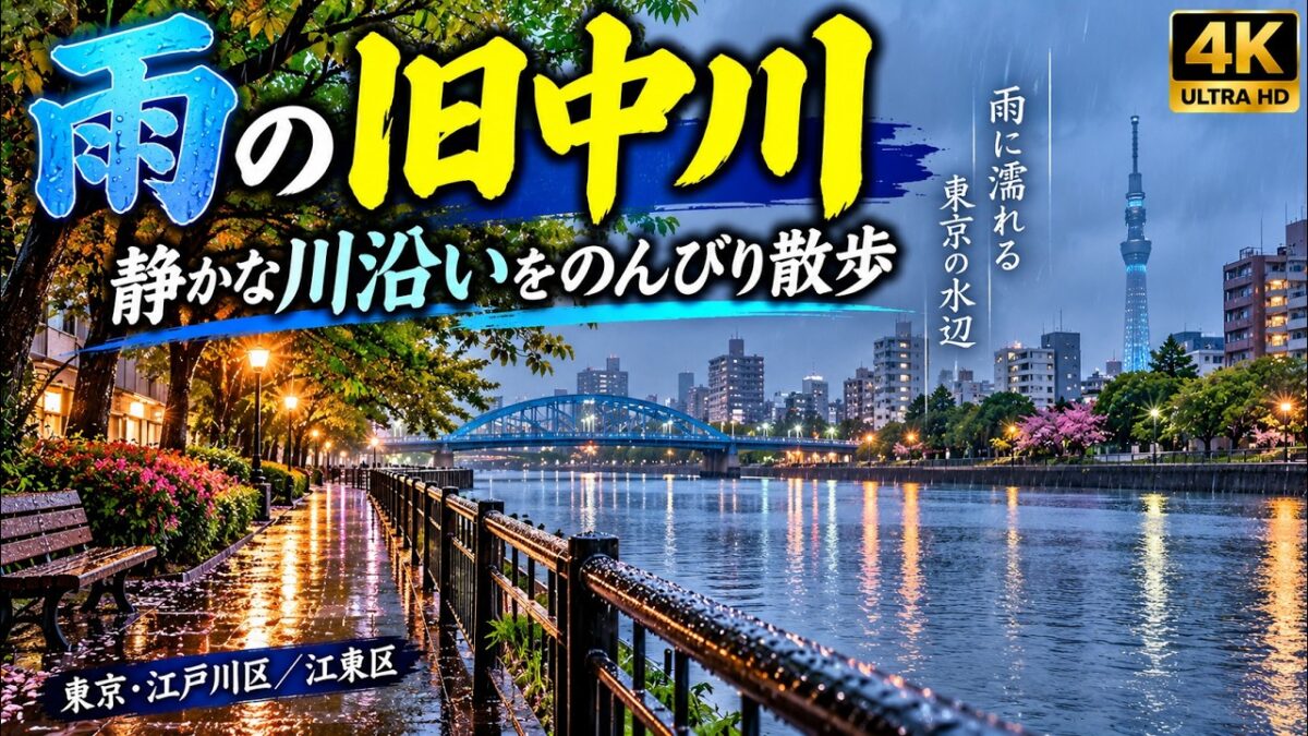東京・旧中川 雨の散歩｜しっとり静かな水辺の風景【4K】2026年9月28日