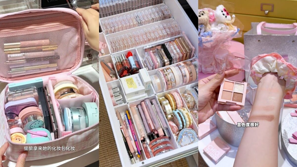 ASMR MAKEUP STOCKING & ORGANIZING VANITY 🎀