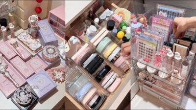 ASMR MAKEUP STOCKING & ORGANIZING VANITY 🎀