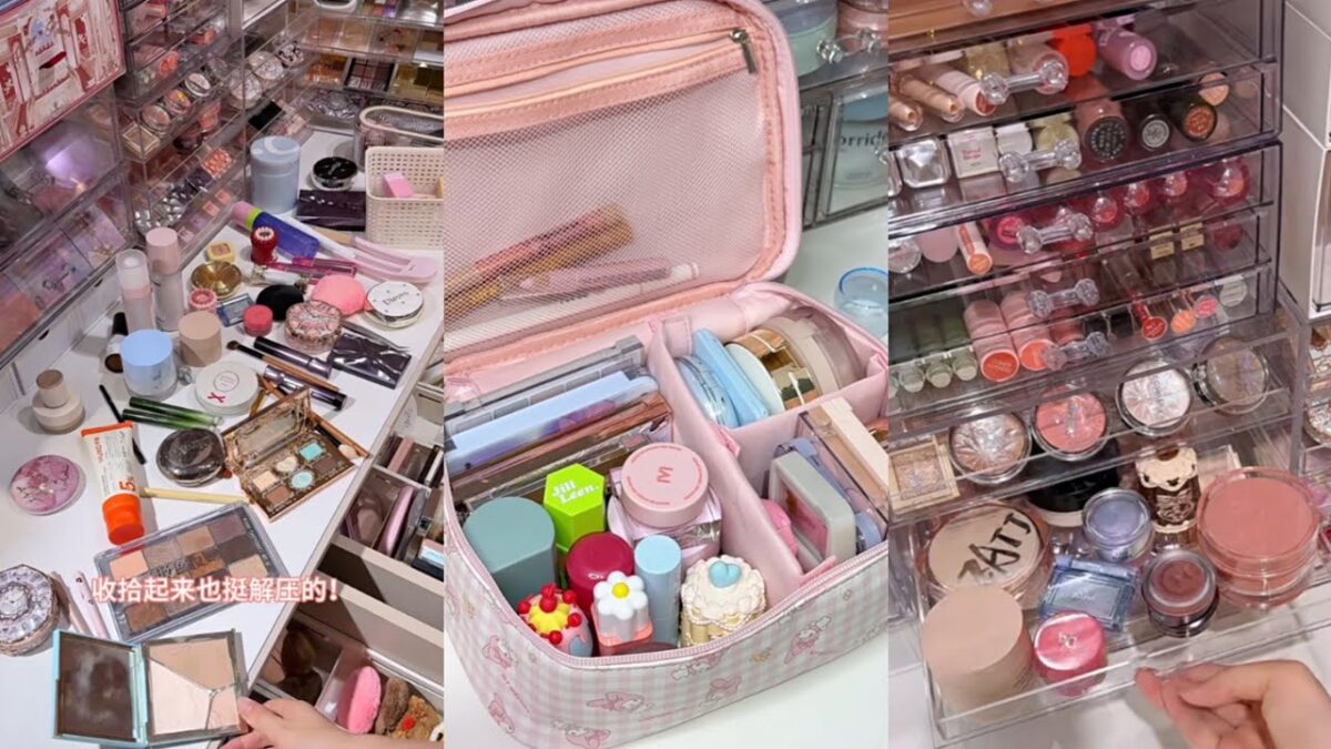 ASMR MAKEUP STOCKING & ORGANIZING VANITY 🎀