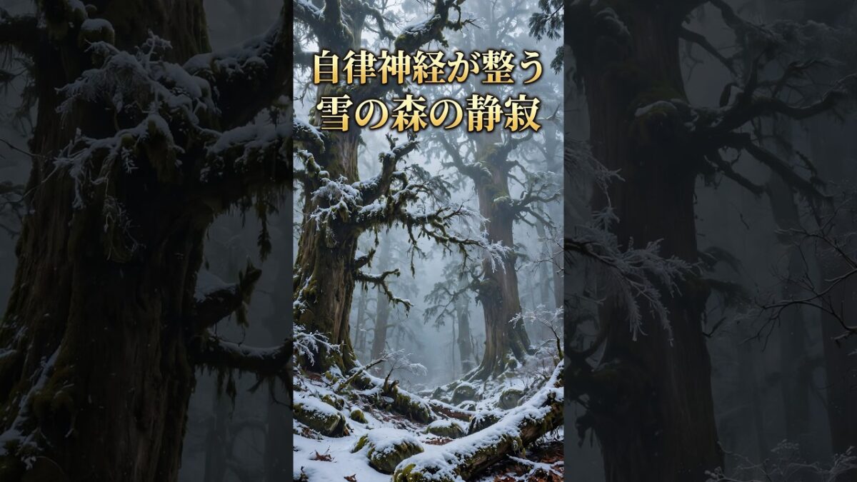 木漏れ日と雪の森の癒し 森林浴で心が安らぐBGM #shorts