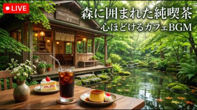 森の高台にある隠れ家純喫茶｜【カフェBGM】山々の景色と珈琲に癒される静かな午後｜作業・読書・リラックス｜LIVE#カフェBGM #森カフェ #癒しBGM #RelaxingCafeMusic