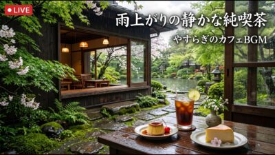 森の滝辺に佇む癒しの純喫茶｜【カフェBGM】水音と珈琲に包まれる静かな午後｜作業・読書・リラックス｜LIVE#カフェBGM #滝カフェ #癒しBGM #RelaxingCafeMusic