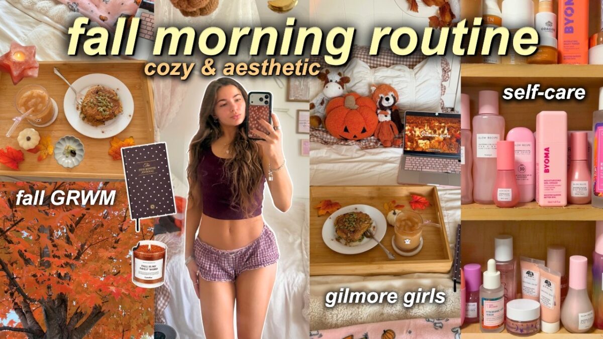 COZY FALL MORNING ROUTINE 🍂 skincare, journaling, iced chai & Gilmore Girls