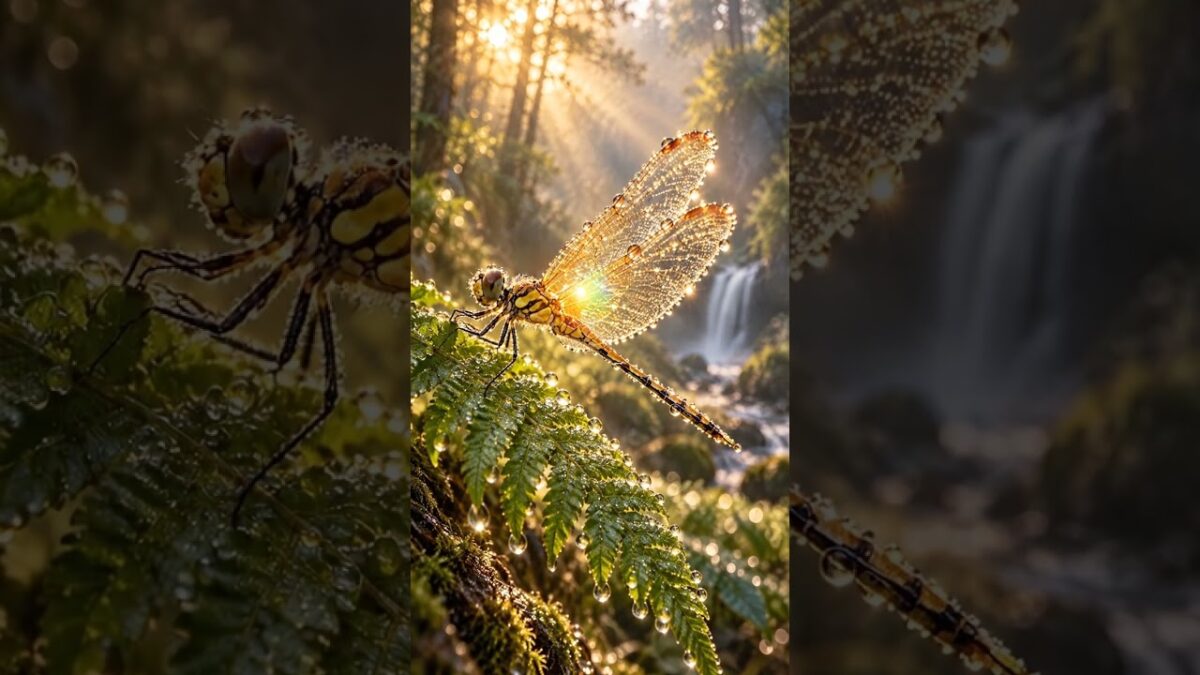 Morning Dew on Dragonfly Wings ✨🌿 | Nature ASMR #Shorts