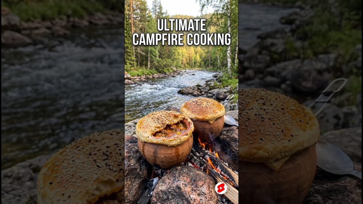 Ultimate Campfire Stew Cooking in Nature | Outdoor ASMR #shorts