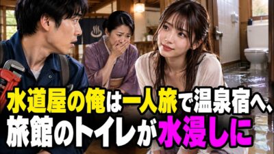 【感動する話】水道屋の俺は一人旅で温泉宿へ、旅館のトイレが水浸しに…女将「やだ。どうしよ」修理後、美人客に声をかけられ…【いい話】【朗読】【馴れ初め】