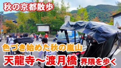 10/28(水)京都散歩 色付き始めた秋の嵐山天龍寺～渡月橋界隈を歩く【4K】Kyoto Japan Walk